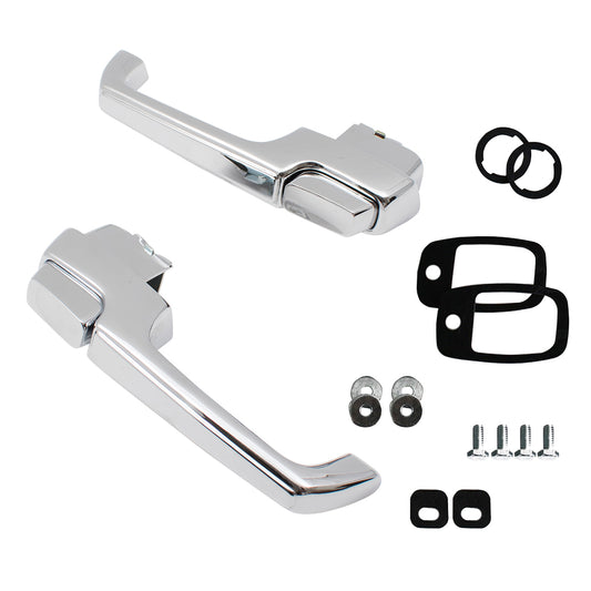 Brock Replacement Pair Set Outside Outer Door Handles Chrome w/ Gaskets & Hardware Compatible with Blazer Jimmy Pickup Truck 3927895